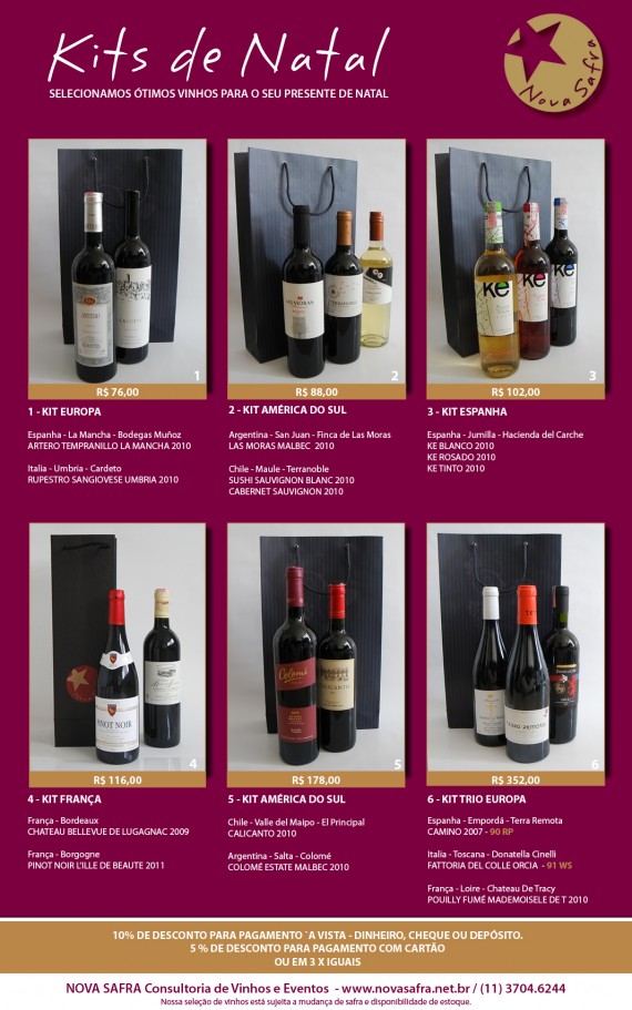 KIT NATAL NOVA SAFRA 2012 Vinhos